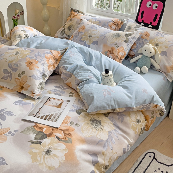 91家纺网 家纺一手货源 找家纺 依庭 2025新款全棉印花花卉款四件套单品系列-四件套 湘梦