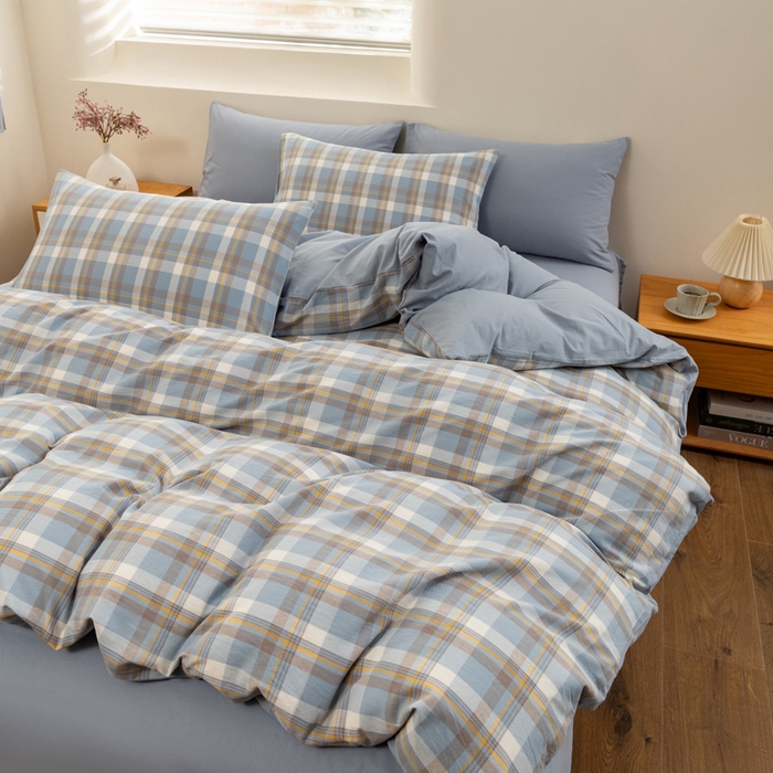 91家纺网 家纺一手货源 找家纺 （总）居美良品 2025新款100%全棉色织水洗棉四件套细纱老粗布四件套