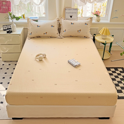 91家纺网 家纺一手货源 找家纺 （总）依庭 2025新款全棉印花花卉款四件套单品系列-单床笠