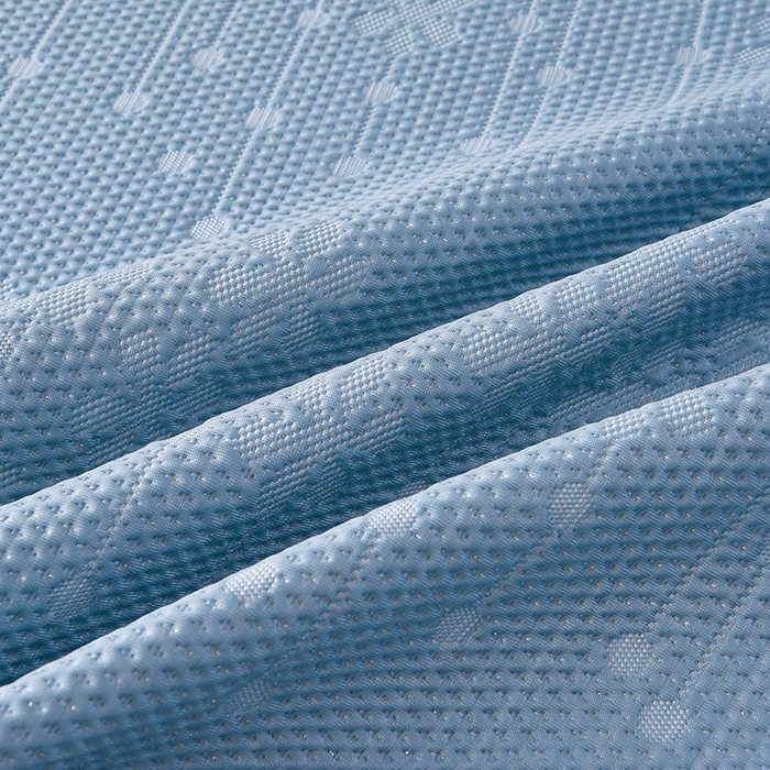 91家纺网 家纺一手货源 找家纺 畅畅家纺 2025新款立体提花凉豆豆席床裙款凉席 幸运草-蓝