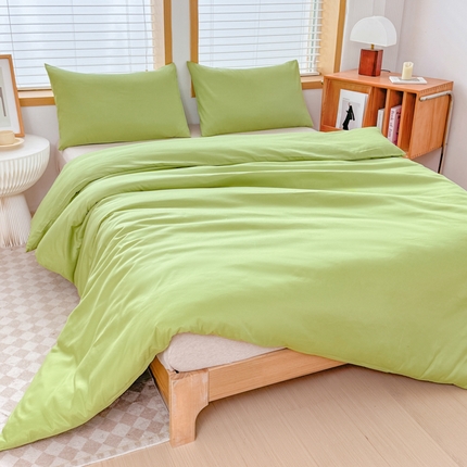 莎臣豹 2025新款纯色水洗棉磨毛原棉单被套 抹茶绿