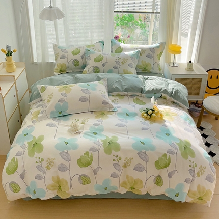 91家纺网 家纺一手货源 找家纺 （总）依庭 2025新款全棉印花花卉款四件套单品系列-四件套