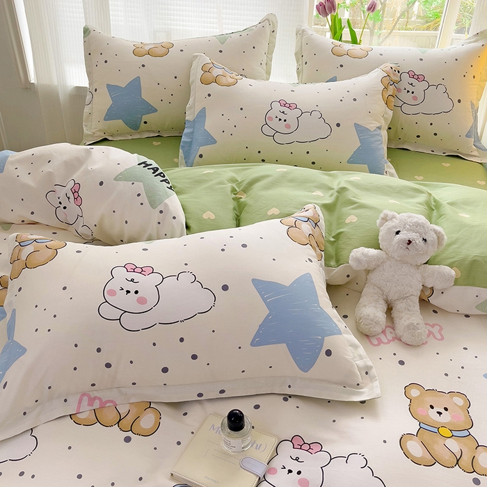 91家纺网 家纺一手货源 找家纺 依庭 2025新款全棉印花花卉款四件套单品系列-四件套 幸运星