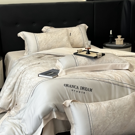 91家纺网 家纺一手货源 找家纺 （总）祺瑞佳 2025夏季新品莱赛尔天丝数码印花刺绣绣花天丝四件套