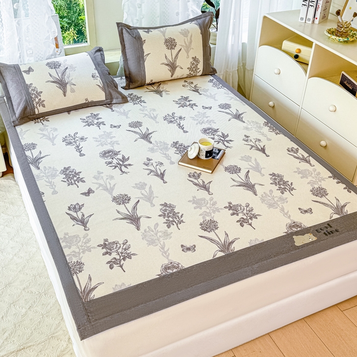 91家纺网 家纺一手货源 找家纺 2025新款A类抗菌数码印花冰藤席 飞花令