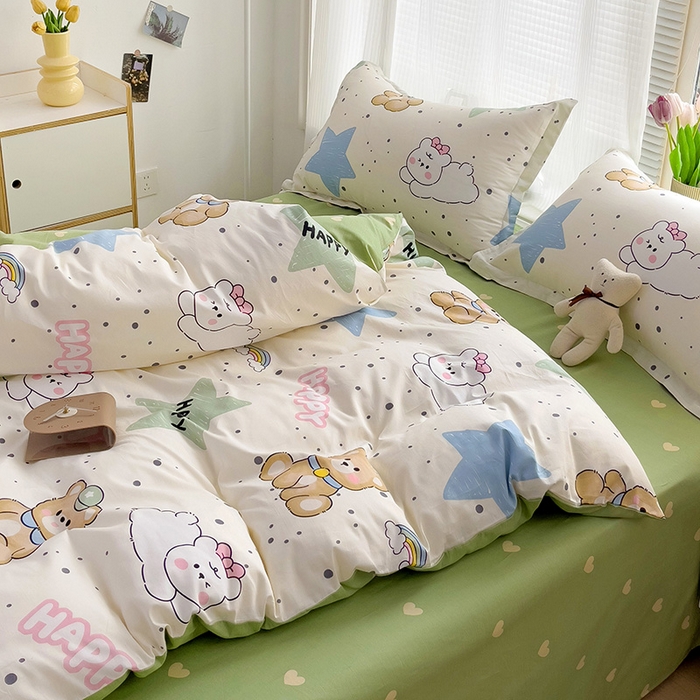 91家纺网 家纺一手货源 找家纺 依庭 2025新款全棉印花花卉款四件套单品系列-四件套 幸运星