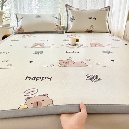 宅部落 2025新款数码印花冰藤凉席 卡皮巴拉