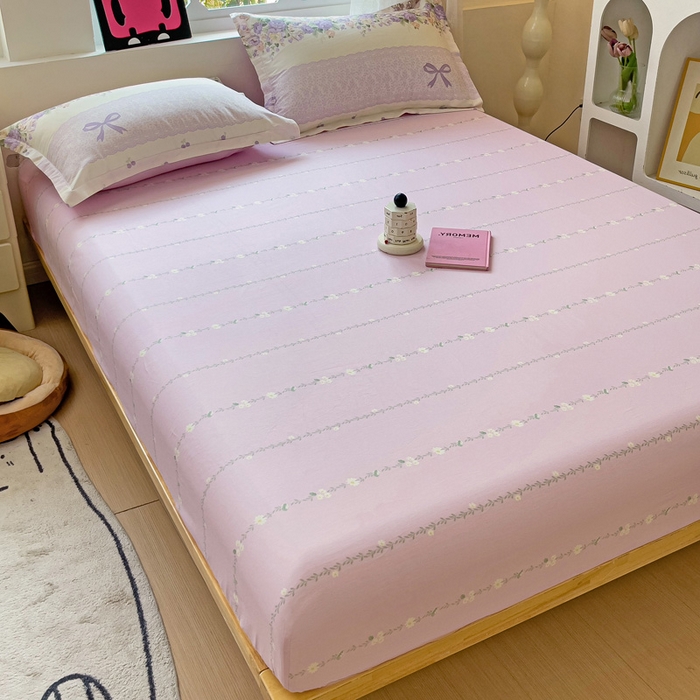 91家纺网 家纺一手货源 找家纺 依庭 2025新款全棉印花花卉款四件套单品系列-单床笠 洛香忆梦