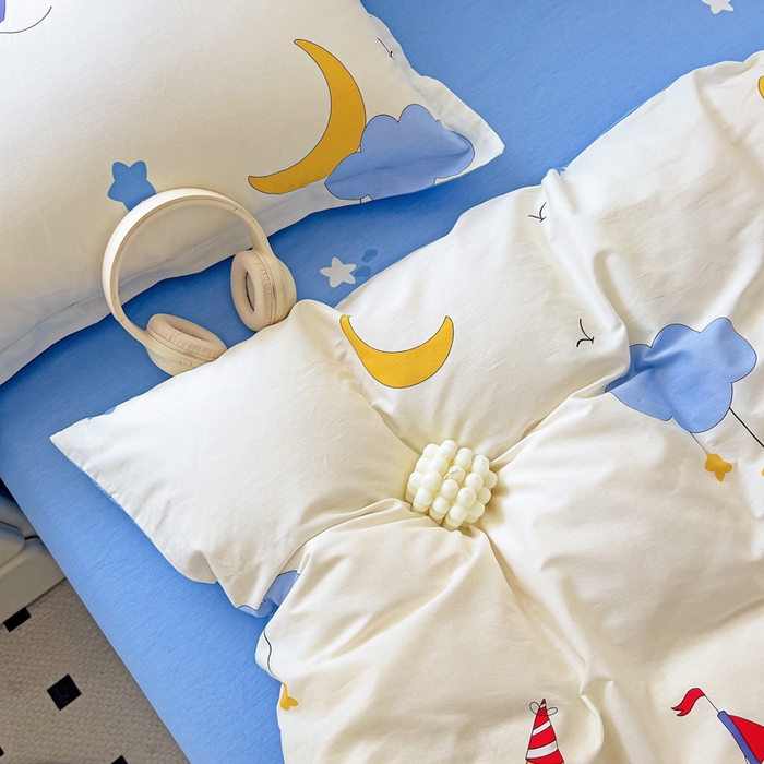 91家纺网 家纺一手货源 找家纺 依庭 2025新款全棉印花花卉款四件套单品系列-四件套 水上乐园