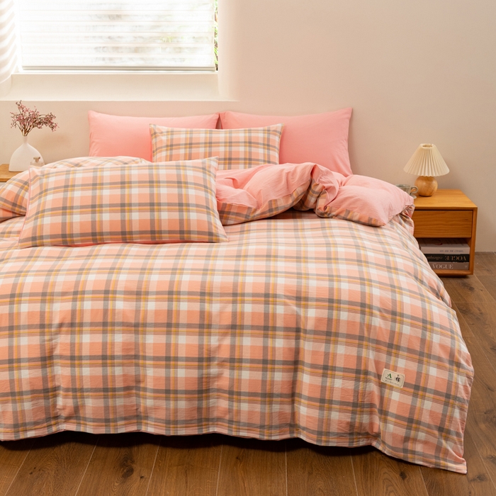 91家纺网 家纺一手货源 找家纺 居美良品 2025新款100%全棉色织水洗棉四件套 静雅-玉