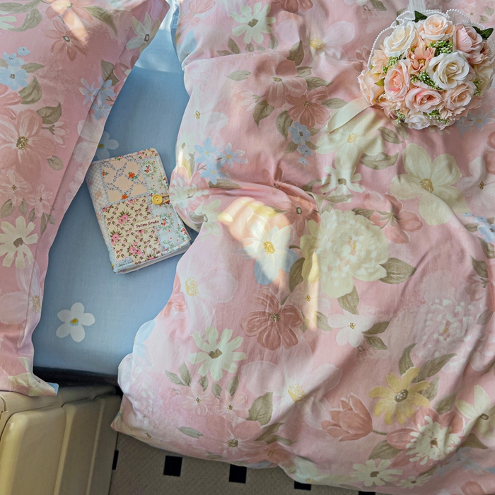 91家纺网 家纺一手货源 找家纺 依庭 2025新款全棉印花花卉款四件套单品系列-四件套 晚色芳莲