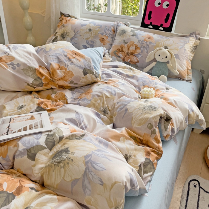 91家纺网 家纺一手货源 找家纺 依庭 2025新款全棉印花花卉款四件套单品系列-四件套 湘梦