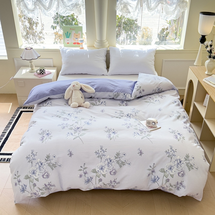 91家纺网 家纺一手货源 找家纺 大吉 2025新款全棉单被套 紫韵