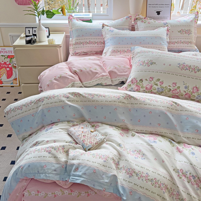 91家纺网 家纺一手货源 找家纺 依庭 2025新款全棉印花花卉款四件套单品系列-四件套 云听若舞