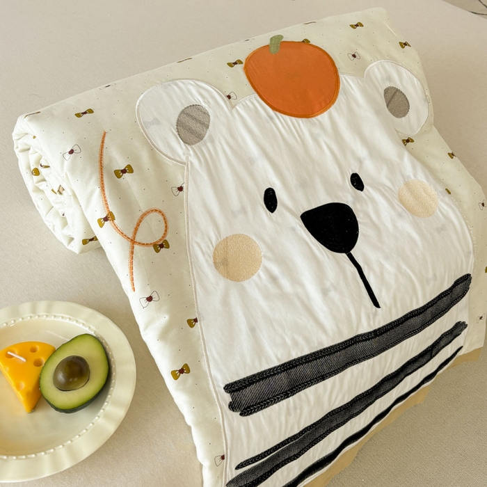 91家纺网 家纺一手货源 找家纺 鸣升家纺  2025新款精梳全棉纯棉绣花夏被夏凉被空调被 桔子熊熊