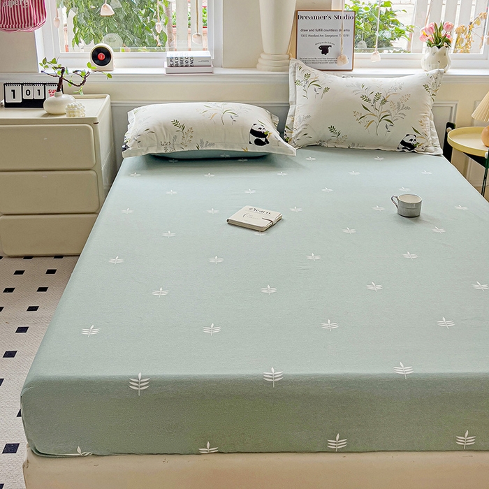 91家纺网 家纺一手货源 找家纺 依庭 2025新款全棉印花花卉款四件套单品系列-单床笠 熊猫仔仔