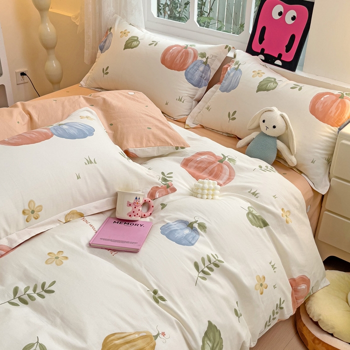 91家纺网 家纺一手货源 找家纺 依庭 2025新款全棉印花花卉款四件套单品系列-四件套 楠得遇见