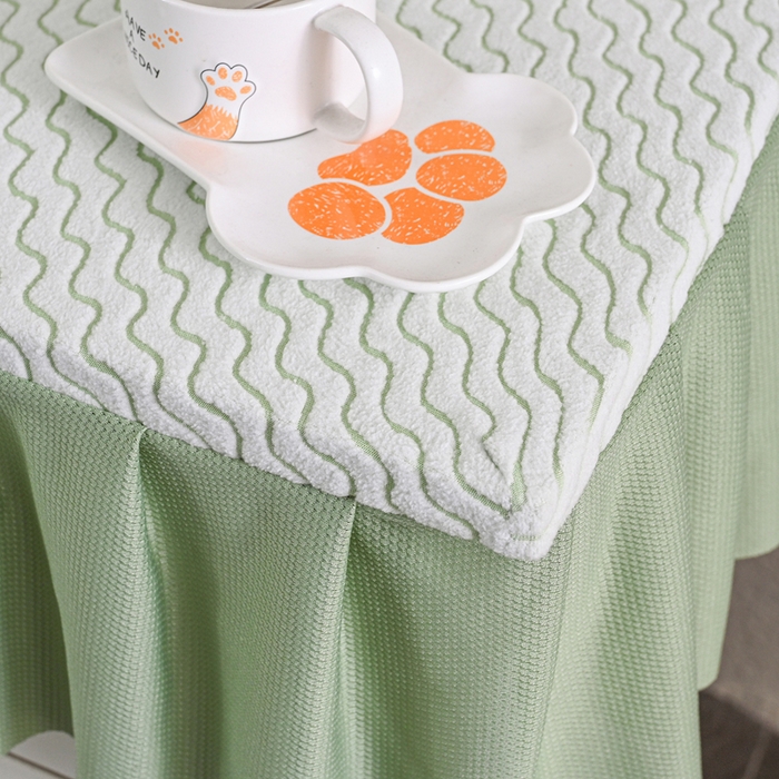 91家纺网 家纺一手货源 找家纺 2025新款防滑防尘斗柜套裙边-水波纹系列 浅绿