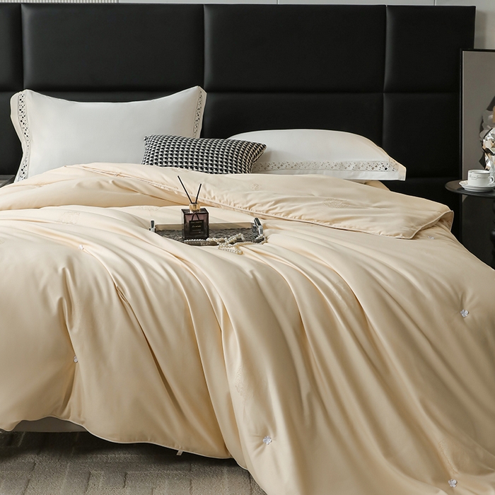 91家纺网 家纺一手货源 找家纺 畅畅家纺 2025新款100%黄金桑蚕丝被全棉提花桑蚕丝被高端婚庆被子夏凉被空调被春秋被冬被双人被 双喜-柠檬黄