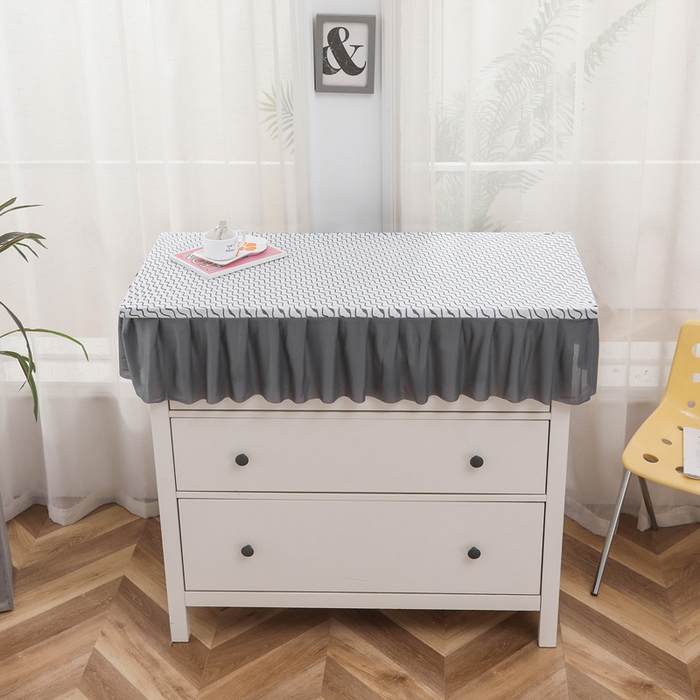 91家纺网 家纺一手货源 找家纺 2025新款防滑防尘斗柜套裙边-水波纹系列 灰色