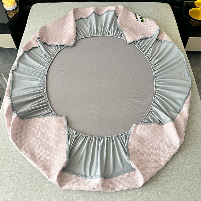 91家纺网 家纺一手货源 找家纺 席皇后 2025新款亲肤舒适A类提花冰丝凉席 床笠款 快乐熊猫-粉