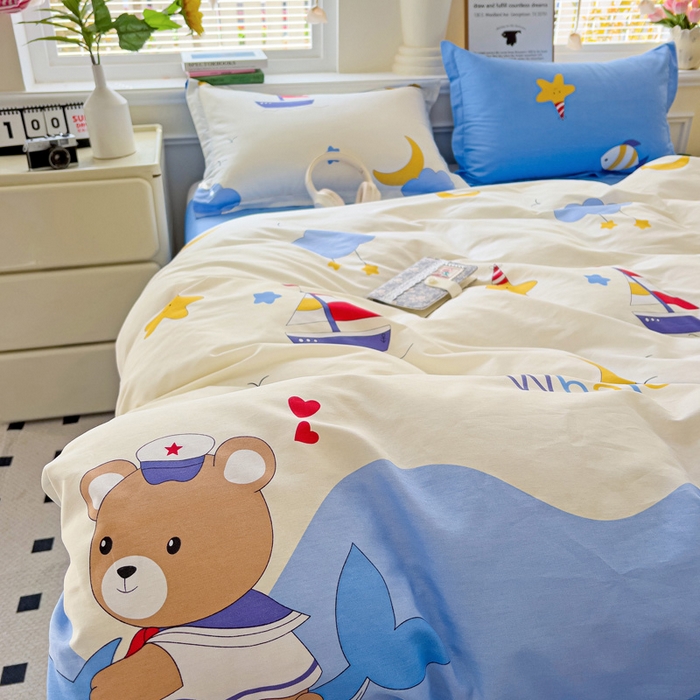 91家纺网 家纺一手货源 找家纺 依庭 2025新款全棉印花花卉款四件套单品系列-四件套 水上乐园