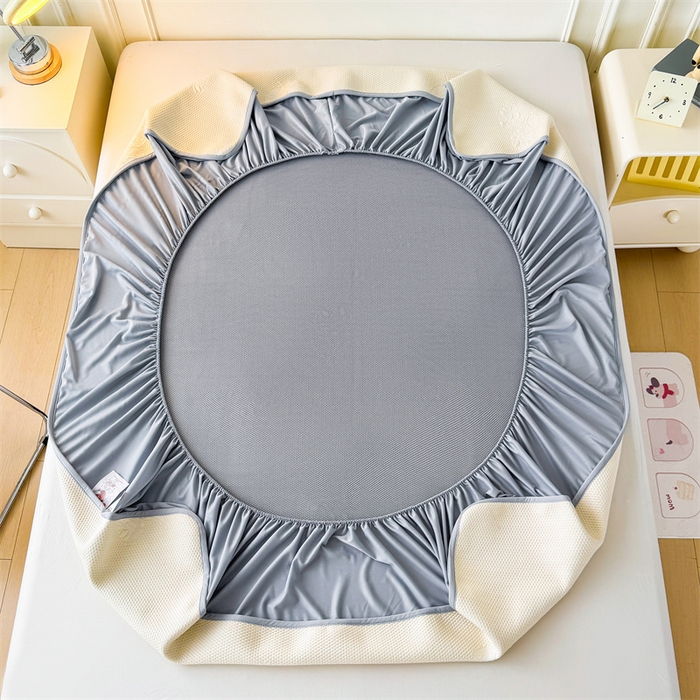 91家纺网 家纺一手货源 找家纺 恒爱   2025新款冰丝牡丹花床笠 象牙白