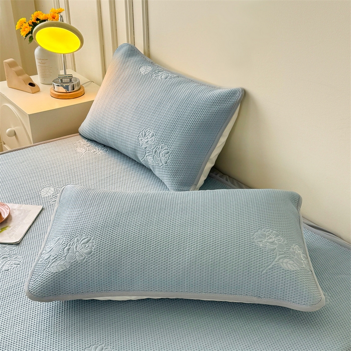 91家纺网 家纺一手货源 找家纺 恒爱   2025新款冰丝牡丹花床笠 蓝灰