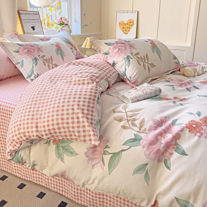 91家纺网 家纺一手货源 找家纺 依庭 2025新款全棉印花花卉款四件套单品系列-四件套 抒情花季