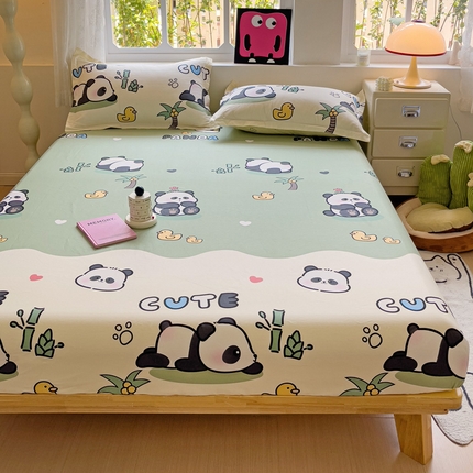 依庭 2025新款全棉印花花卉款四件套单品系列-单床笠 熊猫溪水