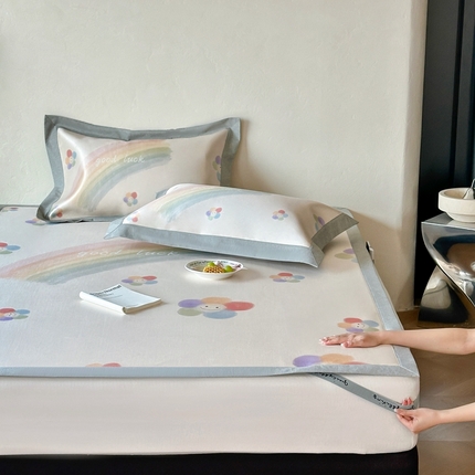 91家纺网 家纺一手货源 找家纺 （总）橘滋  2025新夏日高端A类原创设计轻奢简约数码印花冰丝席凉席-床席