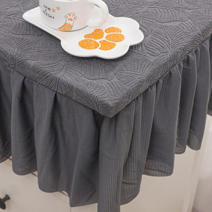 91家纺网 家纺一手货源 找家纺 2025新款防尘防滑斗柜套裙边-小树叶系列 深灰