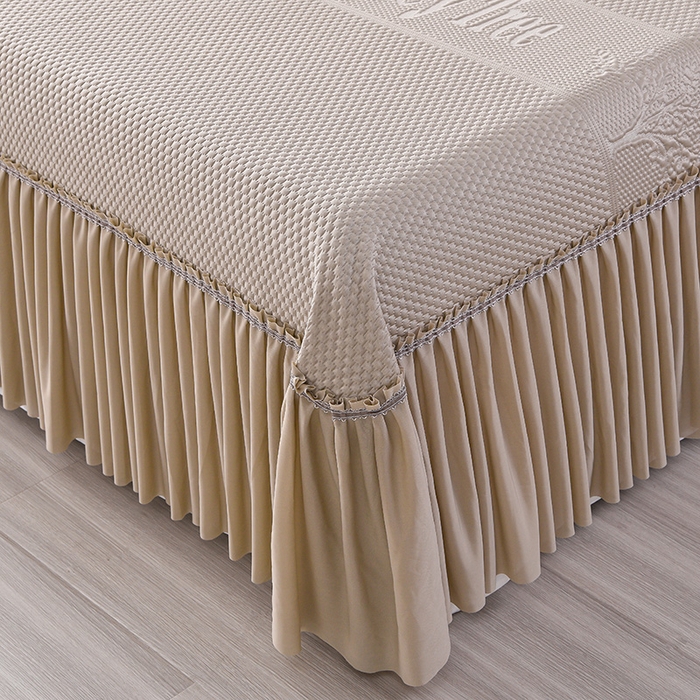 91家纺网 家纺一手货源 找家纺 畅畅家纺 2025新款立体提花凉豆豆席床裙款凉席 金钱树-咖