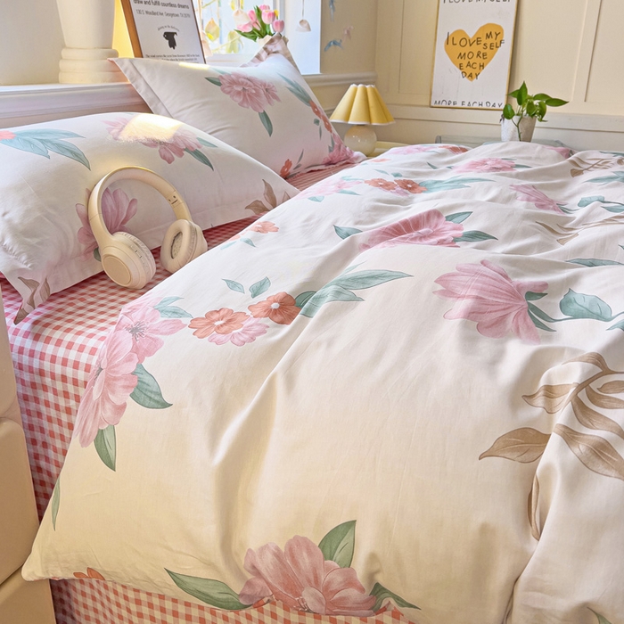 91家纺网 家纺一手货源 找家纺 依庭 2025新款全棉印花花卉款四件套单品系列-四件套 抒情花季