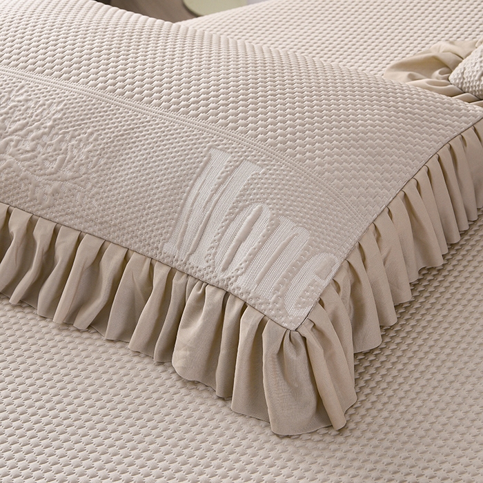 91家纺网 家纺一手货源 找家纺 畅畅家纺 2025新款立体提花凉豆豆席床裙款凉席 金钱树-咖