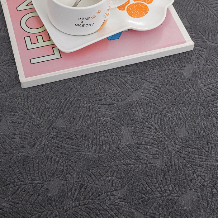 91家纺网 家纺一手货源 找家纺 2025新款防尘防滑斗柜套裙边-小树叶系列 深灰