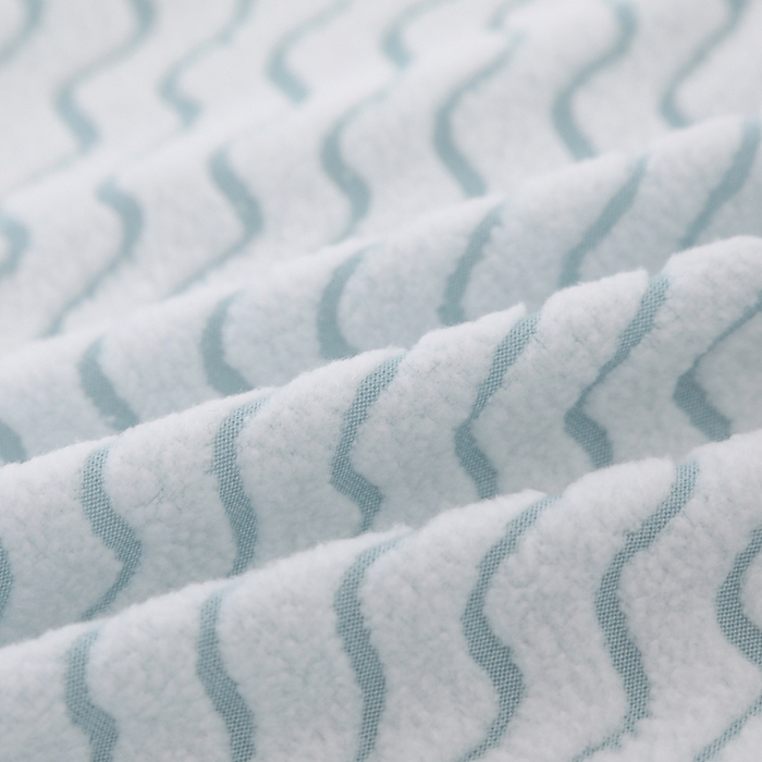 91家纺网 家纺一手货源 找家纺 2025新款防滑防尘斗柜套裙边-水波纹系列 浅蓝