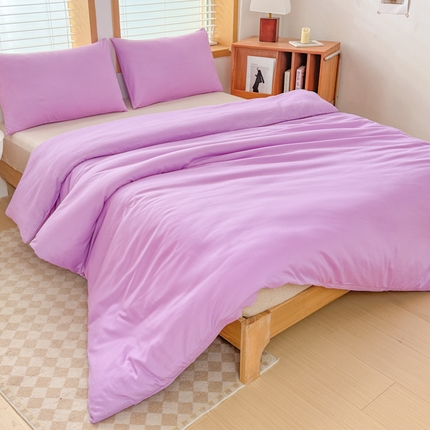莎臣豹 2025新款纯色水洗棉磨毛原棉单被套 丁香紫