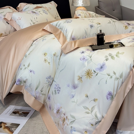 91家纺网 家纺一手货源 找家纺 （总）东方名伶 2025新款莱赛尔兰精天丝棉数码印花宽边四件套