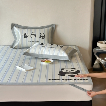 91家纺网 家纺一手货源 找家纺 （总）橘滋  2025新夏日高端A类原创设计轻奢简约数码印花冰丝席凉席-床席