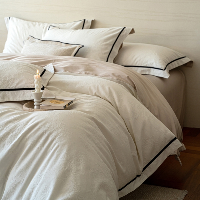 91家纺网 家纺一手货源 找家纺 （总）2025新款云感超柔60支厚织提花浮雕四件套-棉屿时光