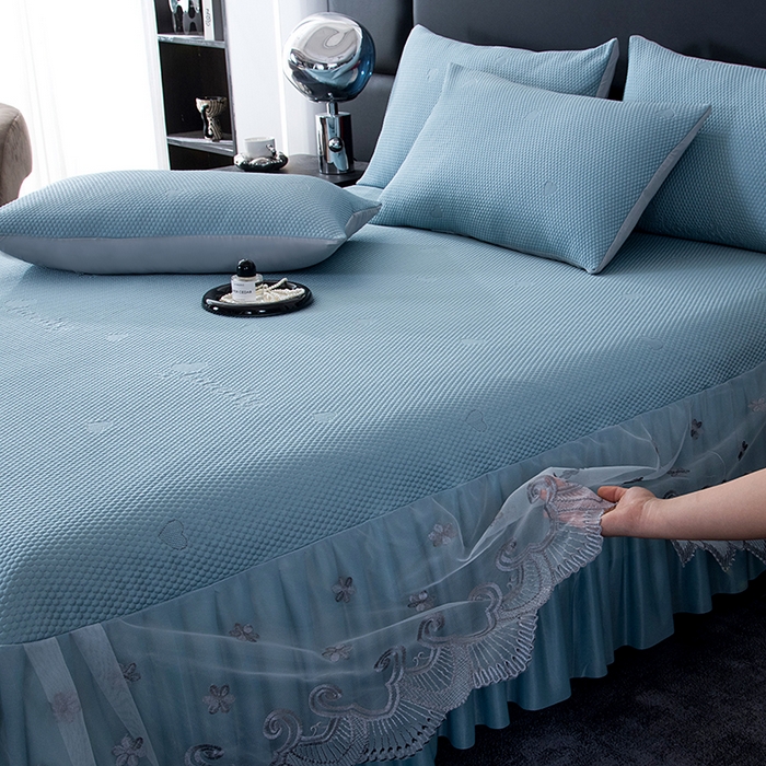 91家纺网 家纺一手货源 找家纺 （总）席皇后 2025新款A类凉感豆豆凉席系列床裙款