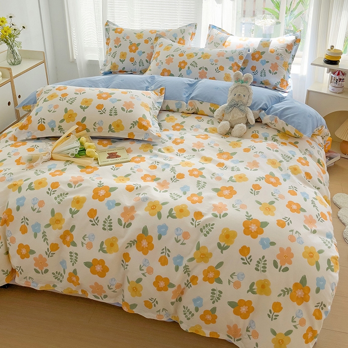 91家纺网 家纺一手货源 找家纺 依庭 2025新款全棉印花花卉款四件套单品系列-四件套 迎曼