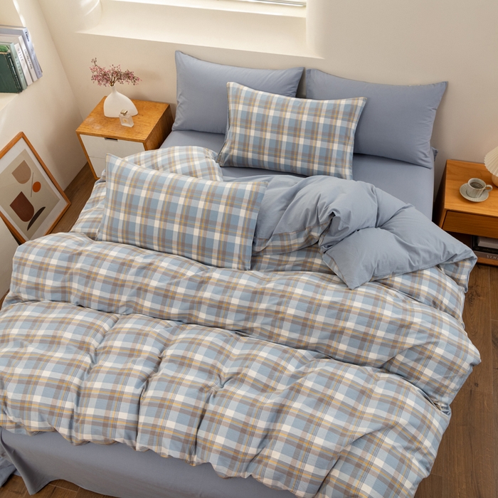 91家纺网 家纺一手货源 找家纺 （总）居美良品 2025新款100%全棉色织水洗棉四件套细纱老粗布四件套