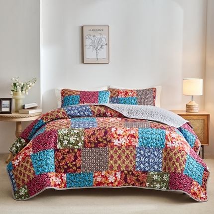 温宁家纺 2025新款数码印花床盖 秋叶