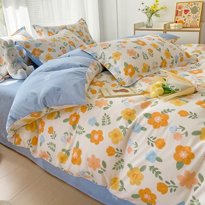 91家纺网 家纺一手货源 找家纺 依庭 2025新款全棉印花花卉款四件套单品系列-四件套 迎曼