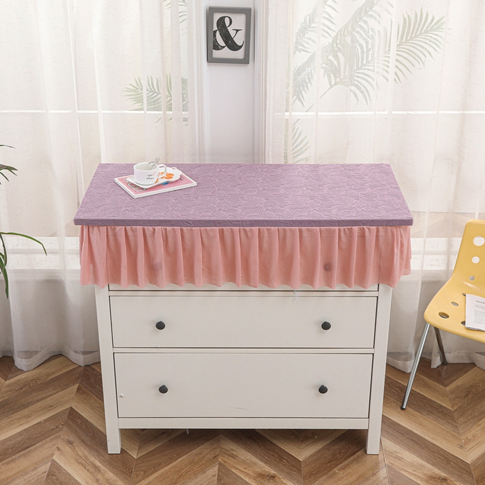 91家纺网 家纺一手货源 找家纺 2025新款防尘防滑斗柜套裙边-小树叶系列 紫色