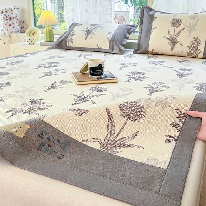 91家纺网 家纺一手货源 找家纺 2025新款A类抗菌数码印花冰藤席 飞花令