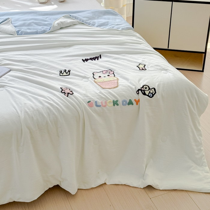91家纺网 家纺一手货源 找家纺 （总）2025新款水洗棉毛巾绣夏被卡通夏凉被薄被子