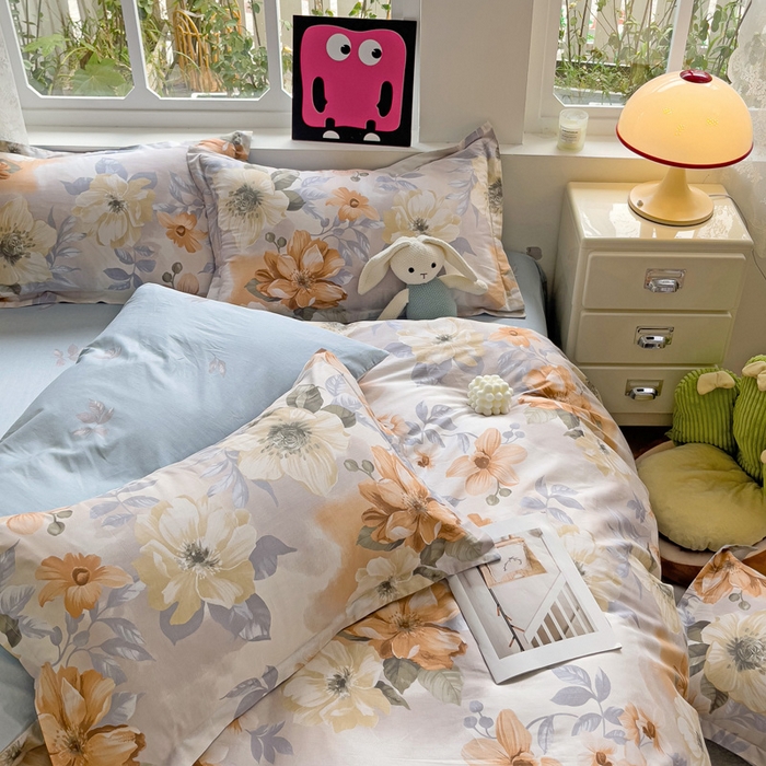 91家纺网 家纺一手货源 找家纺 依庭 2025新款全棉印花花卉款四件套单品系列-四件套 湘梦